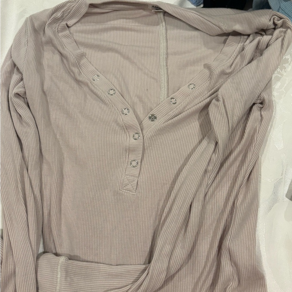 Garage Ribbed Henley Shirt - Gray